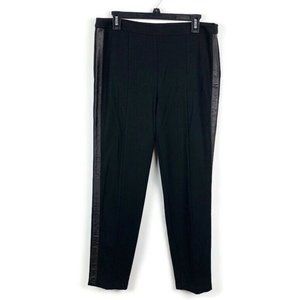 St. John Ponte Knit Leather Sides Slim Pants 12